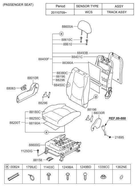 2012 Kia Soul Front Seat Back Passenge Covering Diagram for 884602K011BHC
