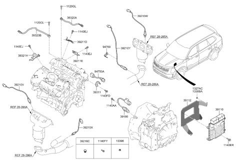 2020 Kia Telluride Bracket-Connector Diagram for 392113L110