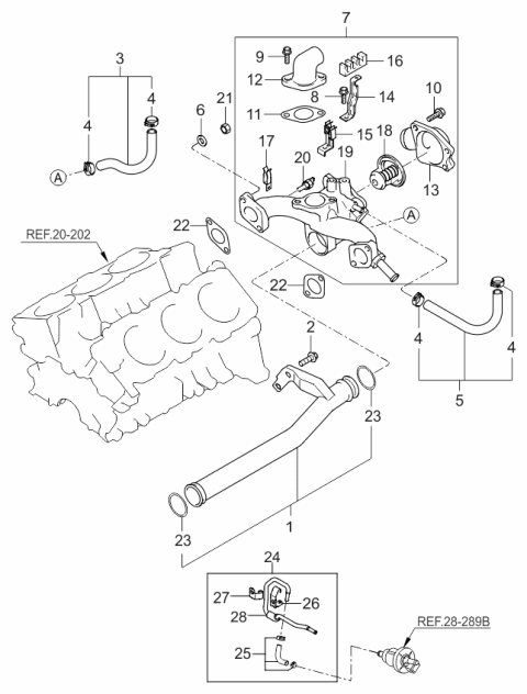 2005 Kia Sportage Hose "A" Assembly-Water Diagram for 2546837202