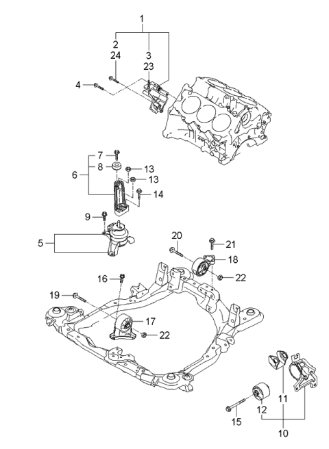 2006 Kia Sportage Engine Support Bracket Assembly Diagram for 2161037106