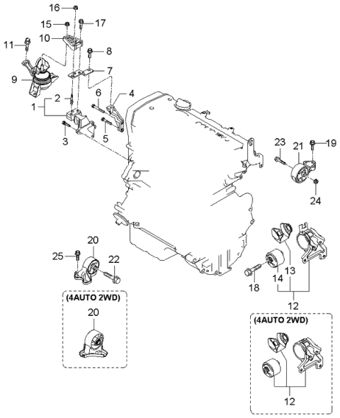 2006 Kia Sportage Engine Mounting Bracket Insulator Diagram for 218322E000