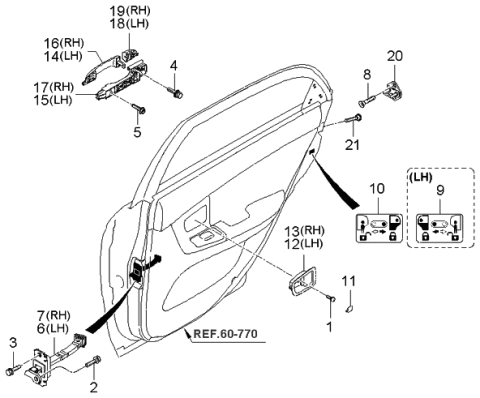 2005 Kia Spectra Rear Door Outside Handle Assembly, Right Diagram for 836602F000