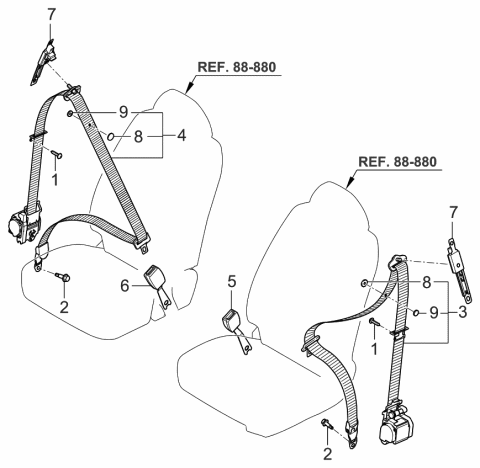 2003 Kia Spectra Front Seat Belt Assembly Left Diagram for 888102F500GW