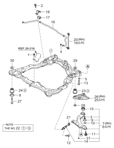 2005 Kia Spectra Arm Complete-Lower LH Diagram for 545002F000