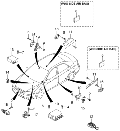 2006 Kia Spectra Air Bag Control Module Assembly Diagram for 959102F470