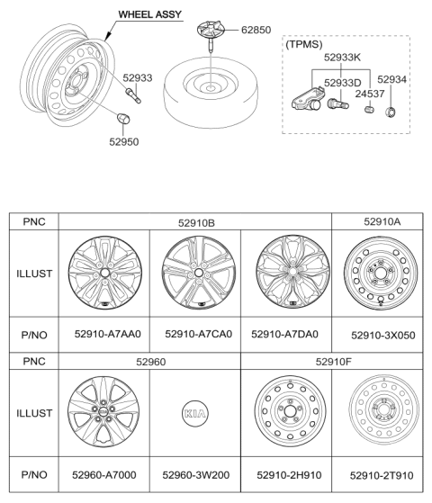 2018 Kia Forte Wheel Assembly-Aluminum Diagram for 52910A7AA0