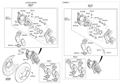 2019 Kia Soul EV Brake Assembly-Rear Wheel Diagram for 58210E4500