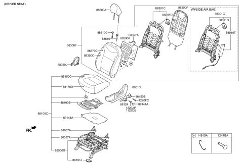 2015 Kia Soul EV Seat-Front Diagram 2