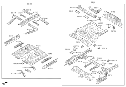 2015 Kia Soul EV Panel-Center Floor Diagram for 65112E4000