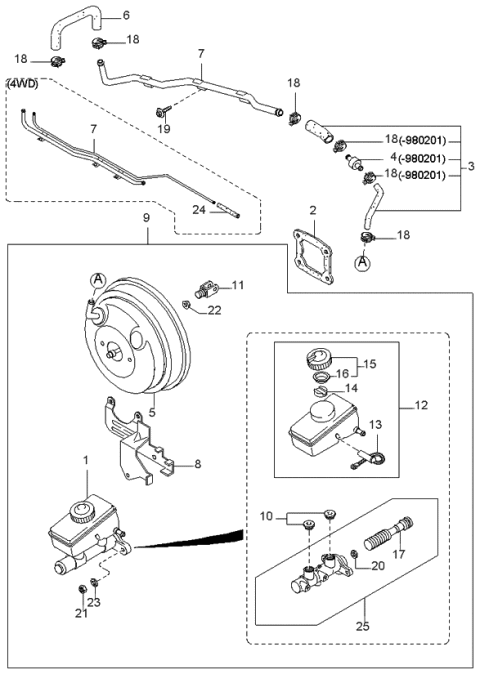 1997 Kia Sportage Sensor Assembly Diagram for 0K01143540A