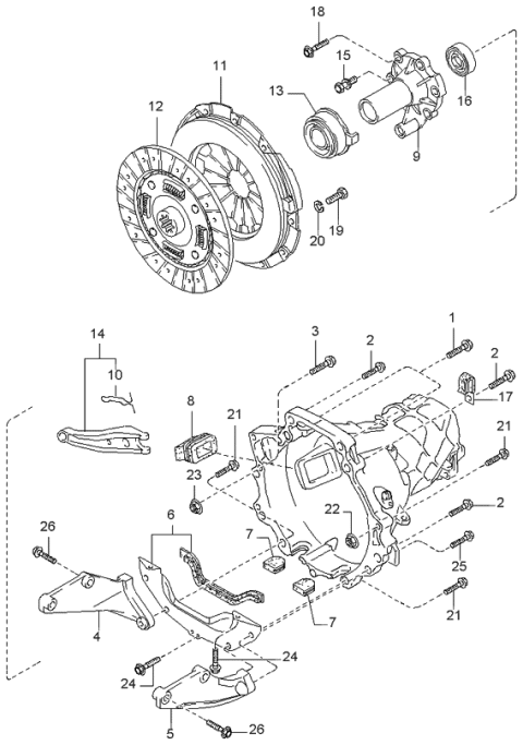 1997 Kia Sportage Cover Assembly-Clutch Diagram for 0K01316410A