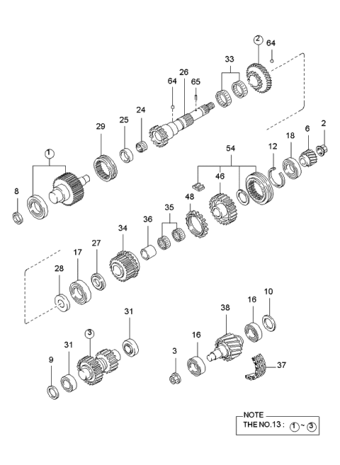 1998 Kia Sportage Transfer Case & Gears Diagram 2