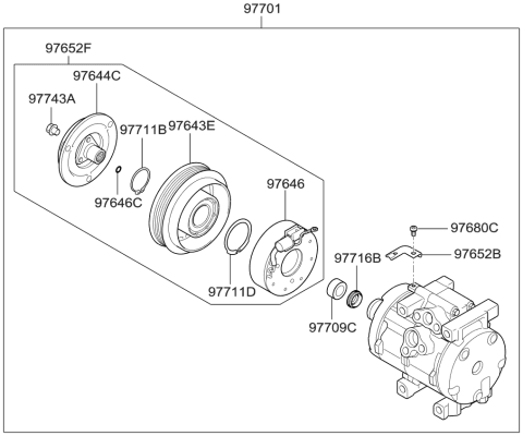 2008 Kia Sedona PULLEY Assembly-A/C Diagram for 976434D900