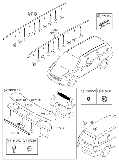 2008 Kia Sedona Pad 2-Rear Spoiler Mounting Diagram for 872144J000