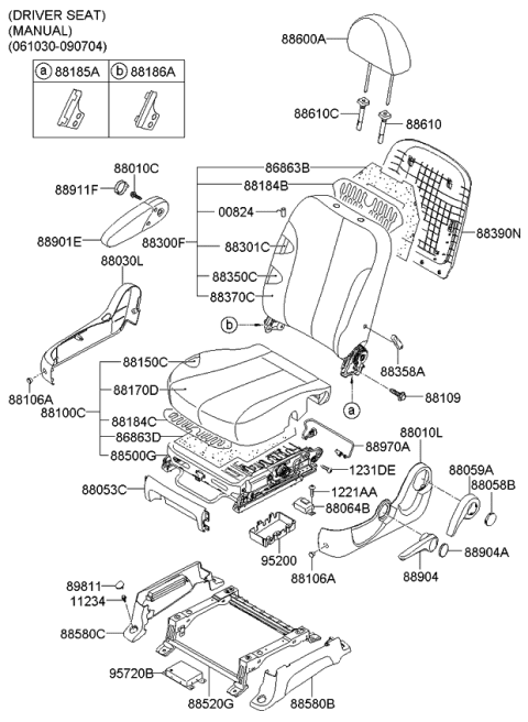 2007 Kia Sedona Cushion Assembly-Front Seat Diagram for 881004D222AGU