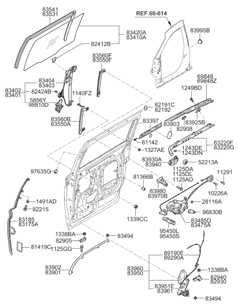 2007 Kia Sedona Cap-Rear Door Safety Hook Diagram for 839954D001