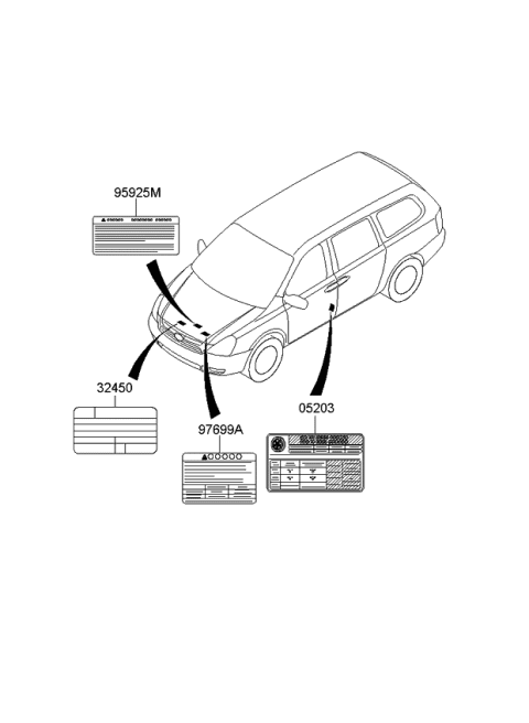2007 Kia Sedona Label-Emission Control Diagram for 324503C173