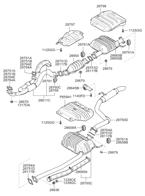 2009 Kia Sedona Hanger-Exhaust Pipe Diagram for 287602G000