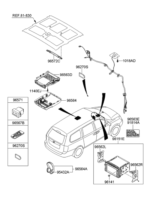 2010 Kia Sedona Rear Monitor Assembly-Dvd Diagram for 965634D100QW