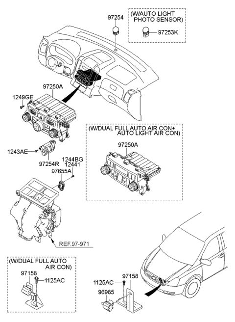 2008 Kia Sedona Control Assembly-Heater Diagram for 972504D206VA