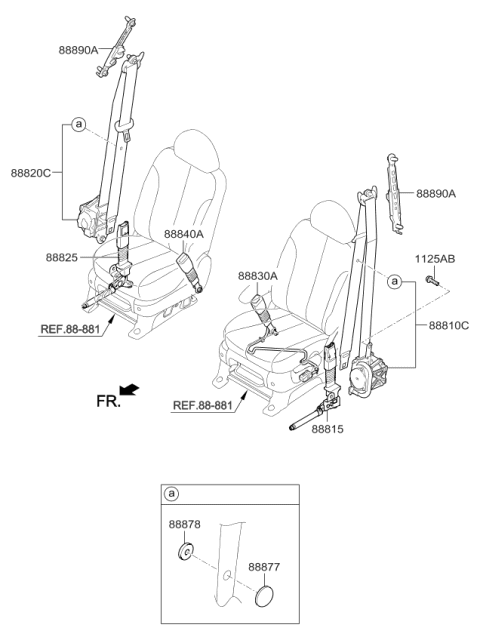 2007 Kia Sedona Stopper-Seat Belt Upper Diagram for 888774D500KS