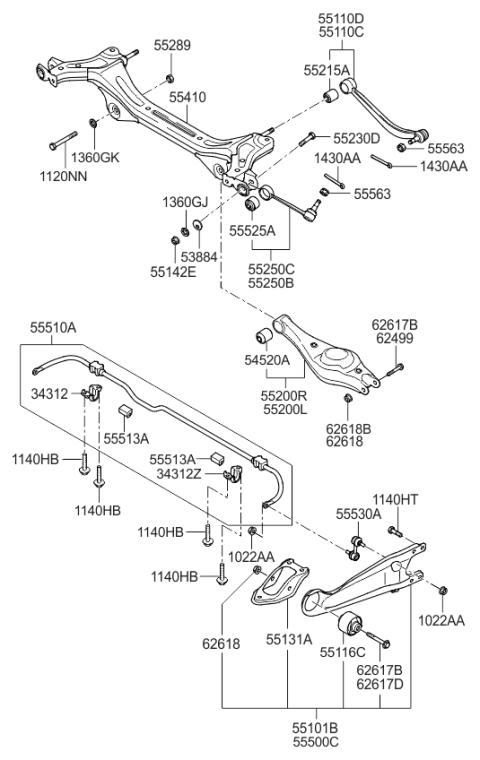 2014 Kia Sedona Arm COML-Trailing,LH Diagram for 551004D000