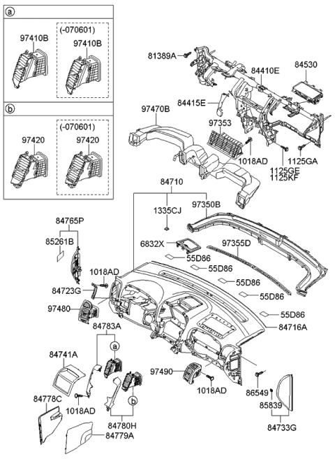 2006 Kia Sedona Cover Assembly-DEFROSTER Diagram for 973554D000VA