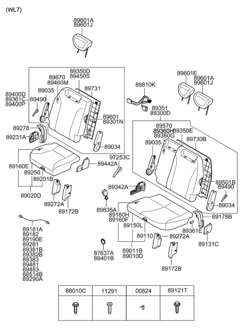 2011 Kia Sedona Headrest Assembly-Rear Seat Diagram for 897004D620KS2