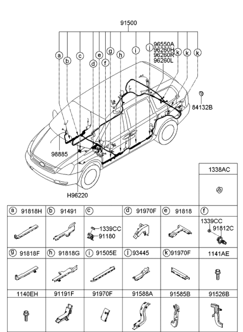 2008 Kia Sedona Wiring Assembly-Floor Diagram for 915074D244