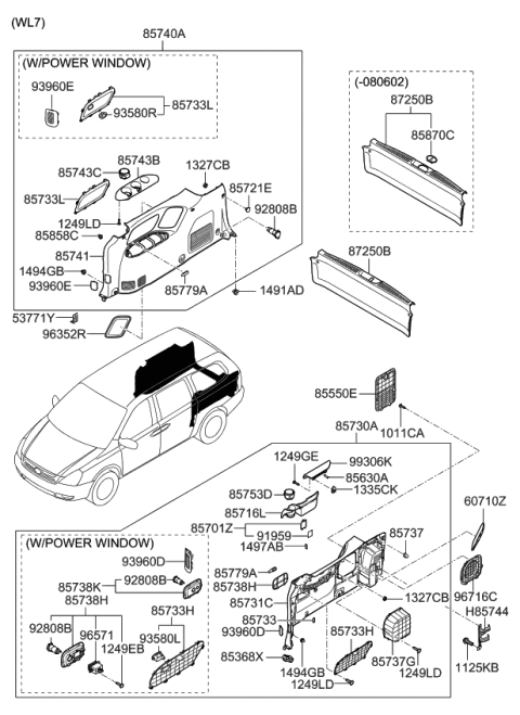 2009 Kia Sedona Grille Assembly-Speaker Diagram for 857464D000CS