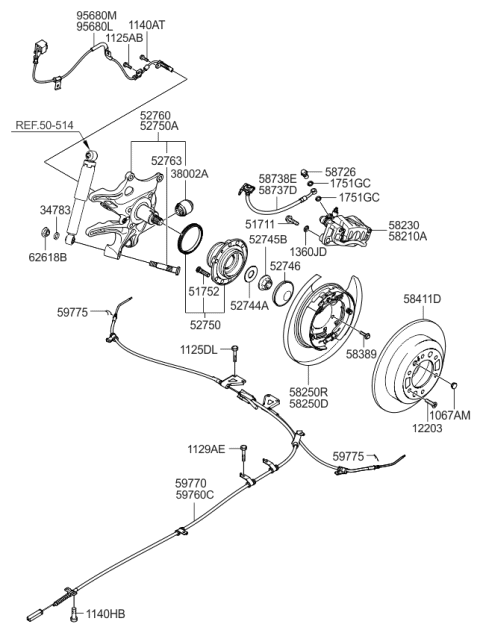 2010 Kia Sedona Disc-Rear Brake Diagram for 584114D600
