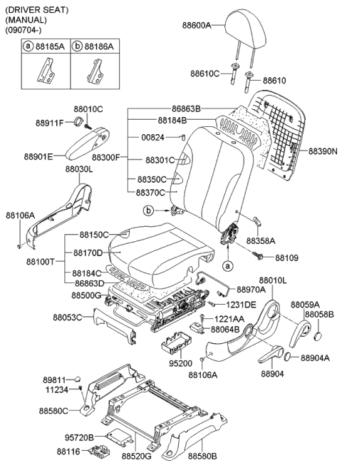 2011 Kia Sedona Front Seat Cushion Driver Covering Diagram for 881604D011KS2