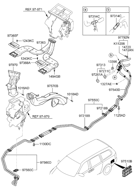 2012 Kia Sedona Duct Assembly-Rear Air Conditioner R Diagram for 979304D600