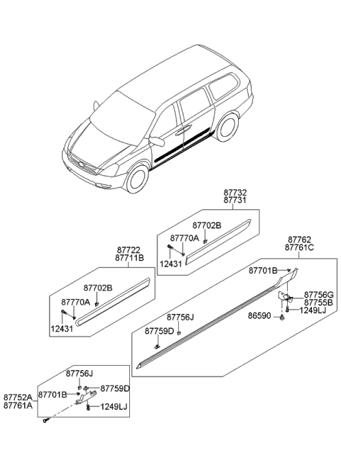 2009 Kia Sedona MOULDING Assembly-Waist Line Diagram for 877114D100