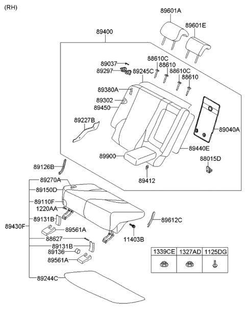 2007 Kia Sportage Headrest Assembly-Rear Seat Diagram for 897601F001AA5