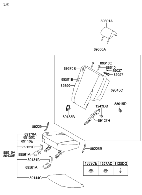2008 Kia Sportage Cushion Assembly-Rear 2ND Diagram for 891001F003AA4
