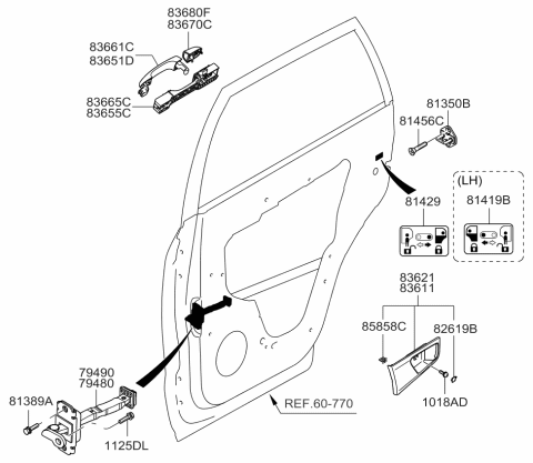 2009 Kia Sportage Cap-Door Inside Handle Diagram for 826191F000UB
