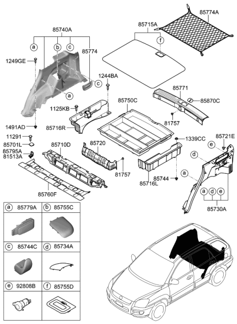 2006 Kia Sportage Trim Assembly-Load Floor,F Diagram for 857851F000EZ