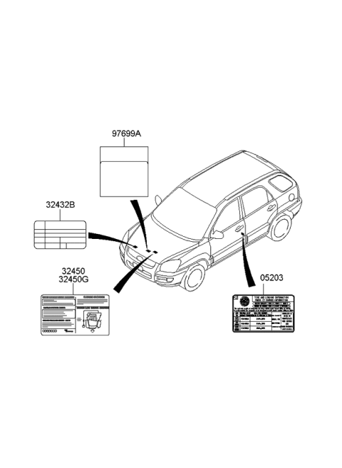 2006 Kia Sportage Label-1 Diagram for 3245037BL0