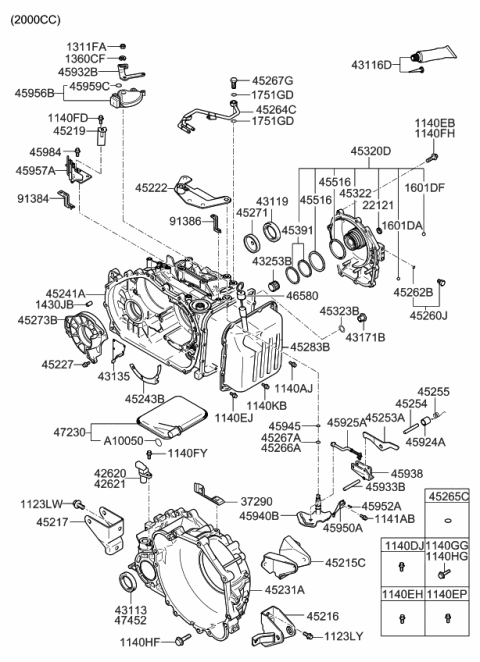 2009 Kia Sportage Automatic Transmission Filter Diagram for 4632139010