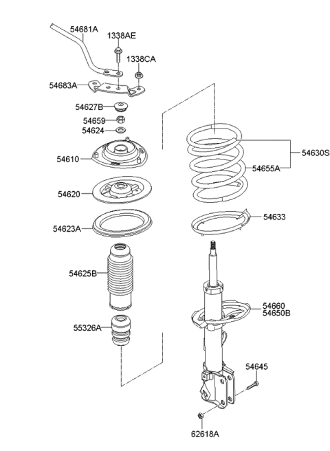 2009 Kia Sportage Bar-STRUT Tower Diagram for 546812E000