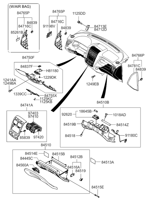 2009 Kia Sportage Handle Assembly-Hood Latch Diagram for 811803E000EZ