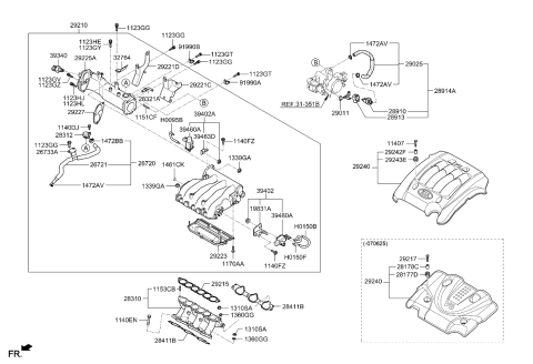 2009 Kia Sportage Engine Cover Assembly Diagram for 2924037450