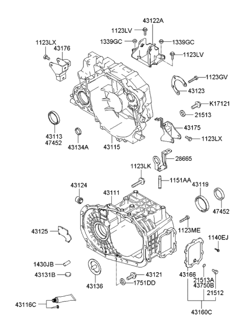 2007 Kia Sportage Cover Assembly-Side Diagram for 4316039003