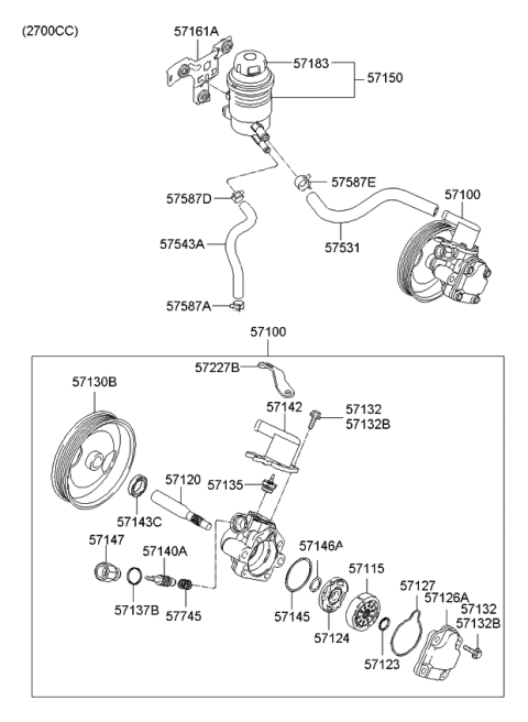 2009 Kia Sportage Pulley-Power Steering Diagram for 571303F010