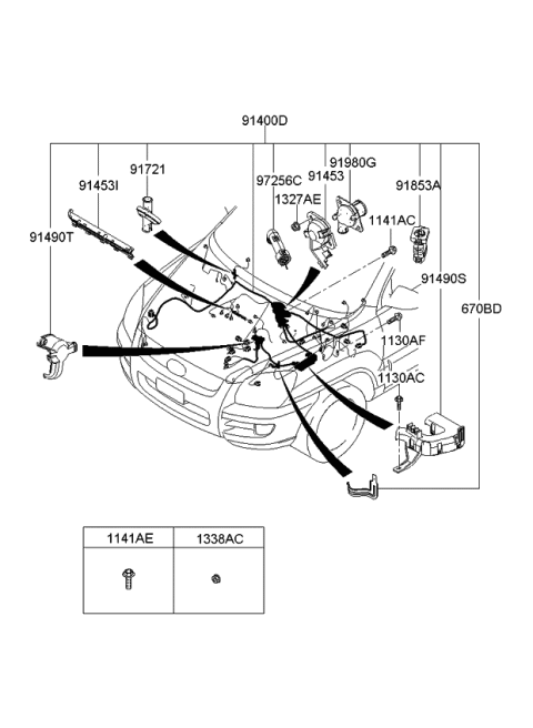 2009 Kia Sportage Wiring Assembly-Control Diagram for 914041F092