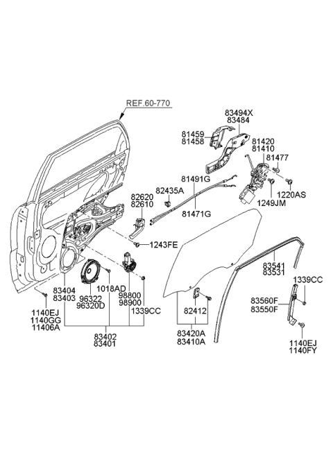 2009 Kia Sportage Rear Door Latch & Actuator Assembly, Right Diagram for 814211F020