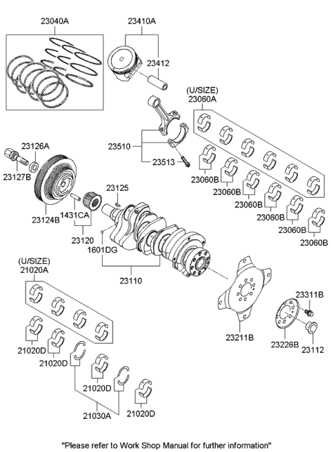 2008 Kia Sportage Piston & Pin Assembly Diagram for 2341037327