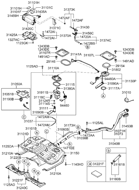 2010 Kia Sportage Suction Plate & Sender Assembly Diagram for 311302E300