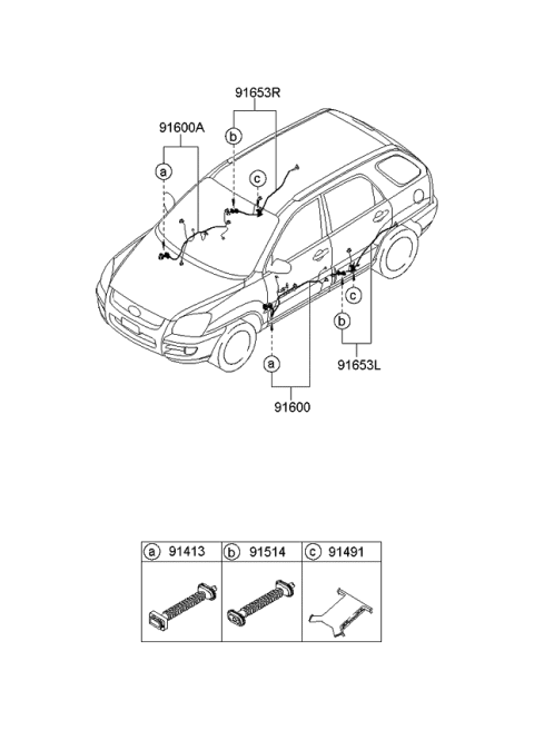 2009 Kia Sportage Wiring Assembly-Front Diagram for 916001F440